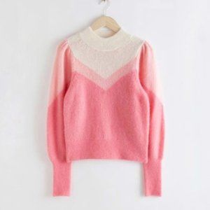 WORN ONCE And Other Stories Pink Stripe Chevron Sweater in Size S, Jumper